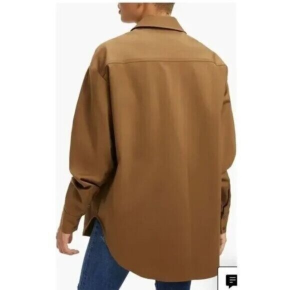 GOOD AMERICAN Size 3 Large Cotton Blend Button Down Shirt In Sepia - Picture 8 of 8